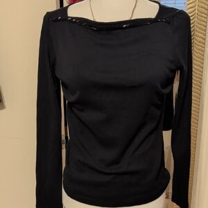 Ralph Lauren Black Long Sleeve Top with Sequin Detail